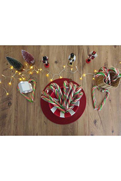 HASEL Baston Şekeri 20 ADET YEŞİL-KIRMIZI-BEYAZ ŞERİTLİ (YILBAŞI, HEDİYELİK, KERMES, 35 GRAM)