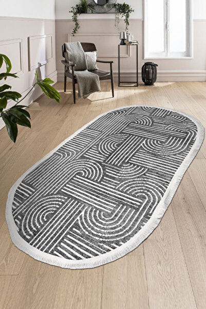 dekozer Revna Oval Halı | Yıkanabilir, Kaymaz Taban, Modern Salon ve Mutfak H...