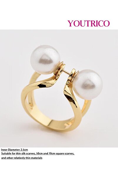 Youtrico وشاح حريري فرنسي عتيق مع مشبك من اللؤلؤ - إكسسوار أنيق للنساء