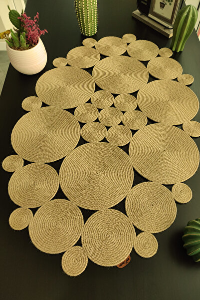 Homever Eurold 90x55cm Hasır Jüt Salon Mutfak Masa Örtüsü / Runner / Ranır