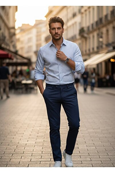 YusGos Ανδρικό κανονικό μακρυμάνικο πουκάμισο από βαμβάκι με τραγανό σχέδιο, ...