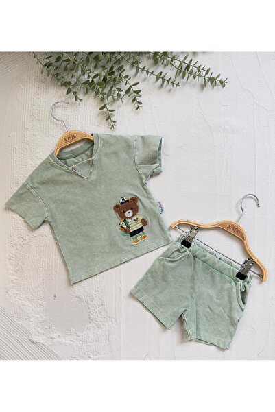 Minim Teddy Bear Embroidered Bottom Top Set