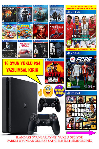 Galaktikos Tech Siyah Renk Playstation 4 Ps4 Slim Kasa 1 TB HDD 13 Oyunlu Ürün 2 Adet V2 Kol (12.02V) 12 Ay Garanti