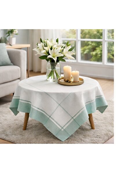 Mrmemo Işlemelik Fiskos Örtüsü Sade Düz Keten Masa Örtüsü