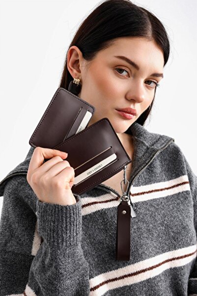 Shule Bags محفظة راي بتفاصيل حامل البطاقات باللون البني