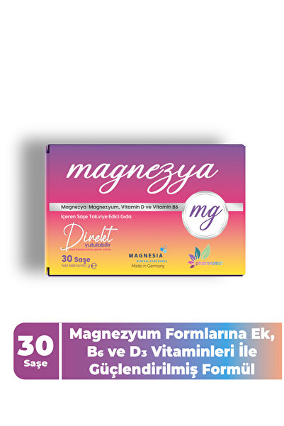PHARMALEAF İLAÇ VE KOZMETİK Magnezya 30 Saşe, Magnezyum Bisglisinat Malat Sit...