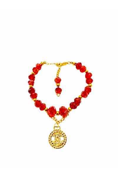 genric سوار من العقيق الأحمر والذهب على شكل قلب