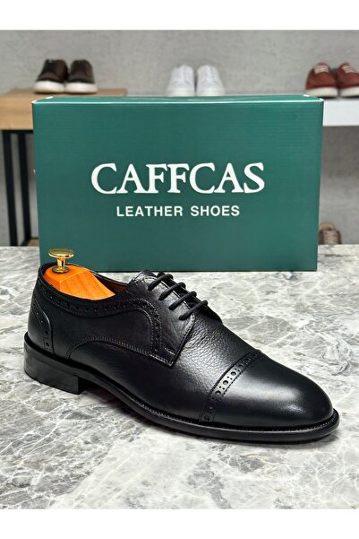 Caffcas Pantofi clasici pentru bărbați, din piele naturală, negru, lucrați ma...