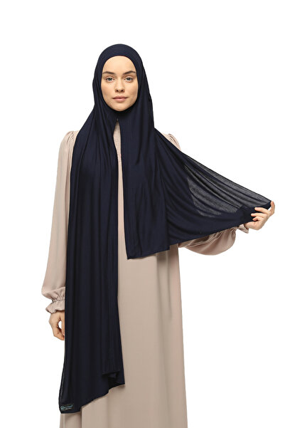 Altobeh شال قطني ممشط عادي عضوي فاخر جاهز ومتقاطع باللون الأزرق الداكن