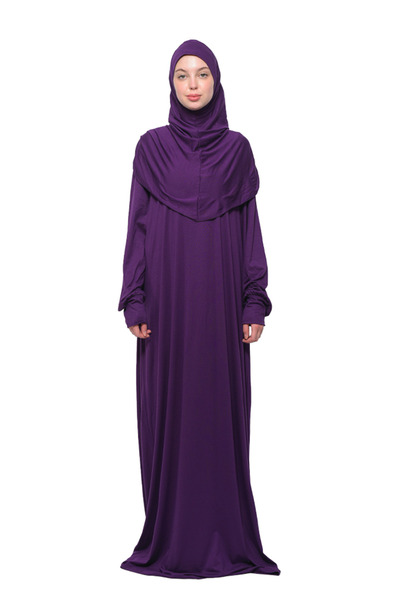 Altobeh فستان صلاة عضوي من قطعة واحدة من القطن بأكمام الخفافيش مع وشاح للرأس ...