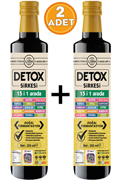 Luga Detox Sirkesi 250 ml 2'li Paket - Detoks Sirkesi - Doğal Fermantasyon, Yağ Yakımına ve