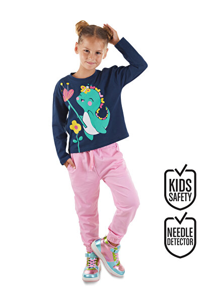 Denokids Tatlı Dino Kız Çocuk T-shirt Eşofman Altı Takım