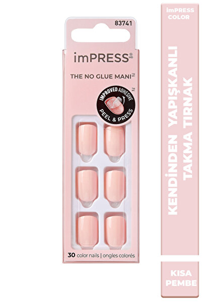 Impress Color Kendinden Yapışkanlı Takma Tırnak Kısa Parlak Açık Pembe