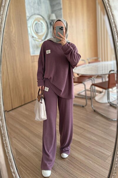 Ka Hijab بدلة رياضية من قماش الكورد - بنفسجي