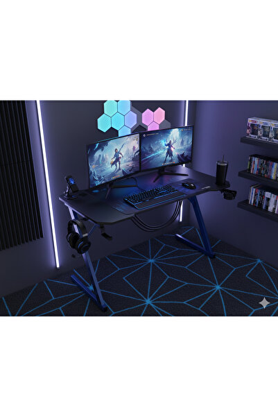 ASA طاولة ألعاب على شكل حرف Z مع لوحة ماوس كاملة | طاولة كمبيوتر فاخرة للاعبين ومنشئي المحتوى