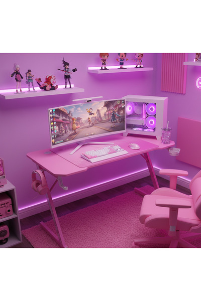 ASA طاولة ألعاب على شكل حرف Z مع لوحة ماوس كاملة | طاولة كمبيوتر فاخرة للاعبين ومنشئي المحتوى