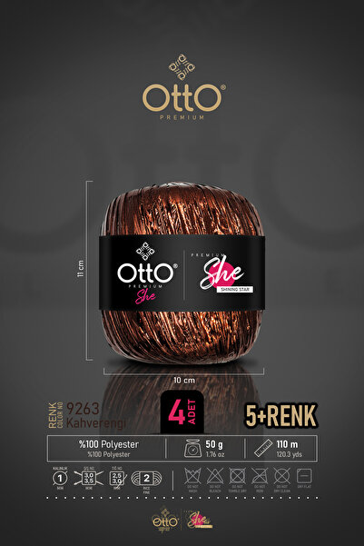 Otto خيط رافيا معدني فاخر - بني - عبوة من 4 قطع - 1 مم / 50 جرام / 110 متر - ...