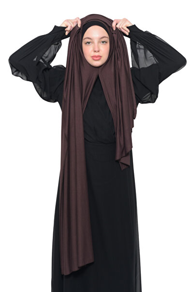 Altobeh شال قطني ممشط عادي عضوي فاخر جاهز ومتقاطع بلون القهوة