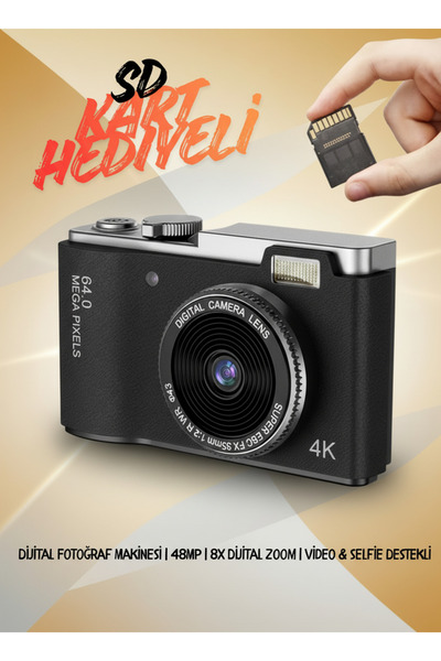 NEFFO Dijital Fotoğraf Makinesi | 48MP | 8X Dijital Zoom | Video & Selfie Destekli (SD KART HEDİYELİ)