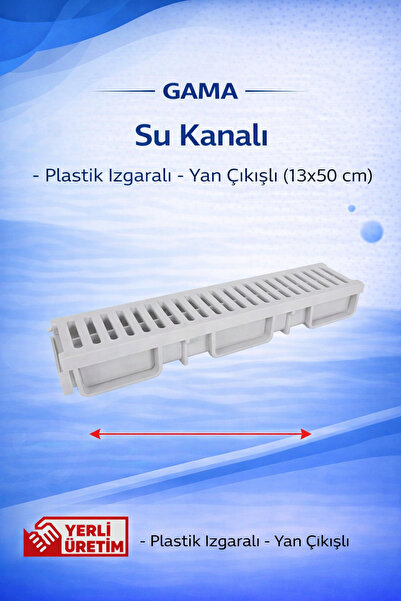 Gama Su Kanalı - Plastik Izgaralı - Yan Çıkışlı (13x50 cm)