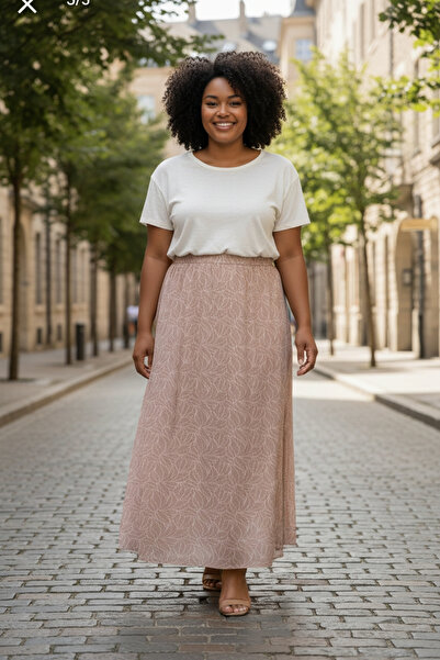 modayiğit Dijital baskılı viskon lastikli kadın etek