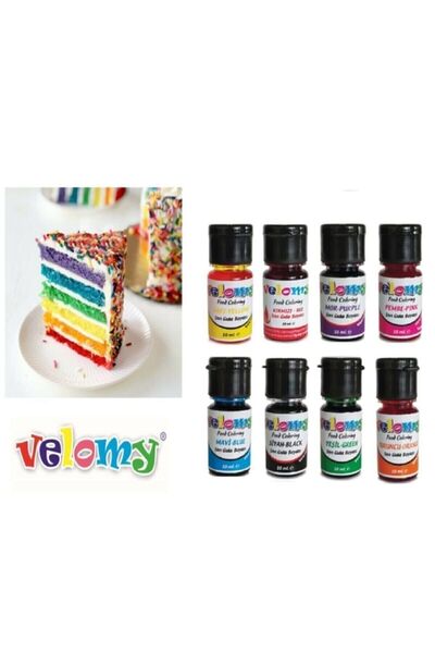 velomy Sıvı Gıda Boyası 10 gr 8 Adet Likit Gıda Boyaları