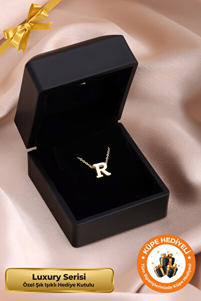 Lucente Jewellery Işıklı Hediye Kutulu R Harfi 925 Ayar Gümüş Kaplama Sevgili...