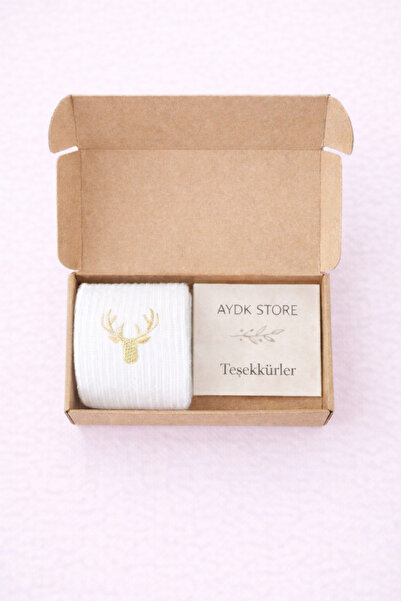 AYDK جوارب قطنية مطرزة بنقش الغزلان للجنسين، غير متجعدة، صيفية وشتوية، بيضاء،...