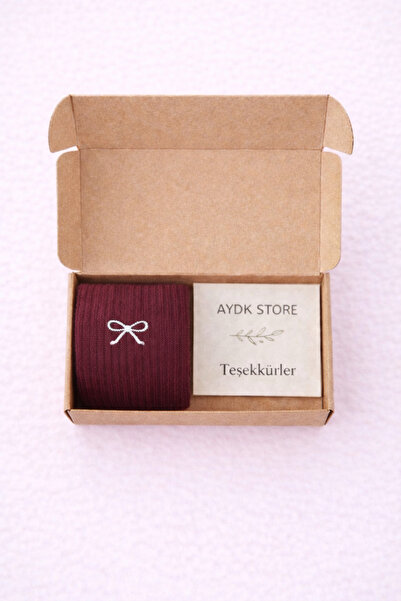 AYDK Fiyonk Kurdele Nakışlı Şık Giyim Kadın Kolej Tenis Soket Çorap Pamuklu