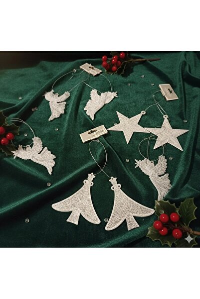 ELEGANCEHOME Set de 6 ornamente pentru brad de Crăciun cu sclipici - Pachet d...