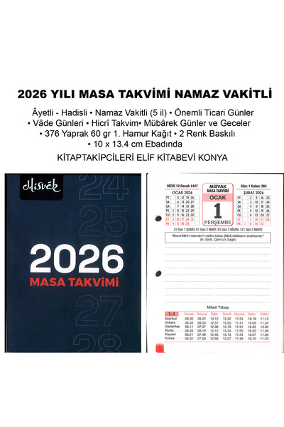 kitaptakipcileri 2025 Yılı Misvak Masa Takvimi Namaz Vakitli Önemli Ticari Ve Vade Günleri 376 Yaprak