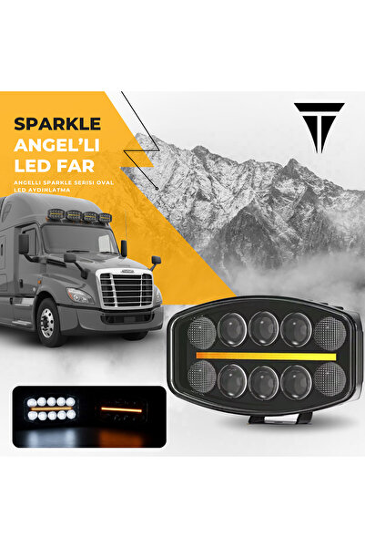 C9 Sparkle 10'' Beyaz Turuncu Led Spot Projektör + DRL Çalışma Lambası Tır Ka...