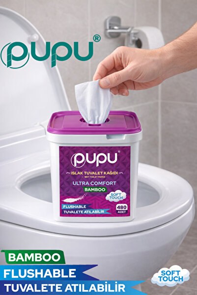 Pupu Islak Tuvalet Kağıdı Tuvalete Atılabilen Flushable