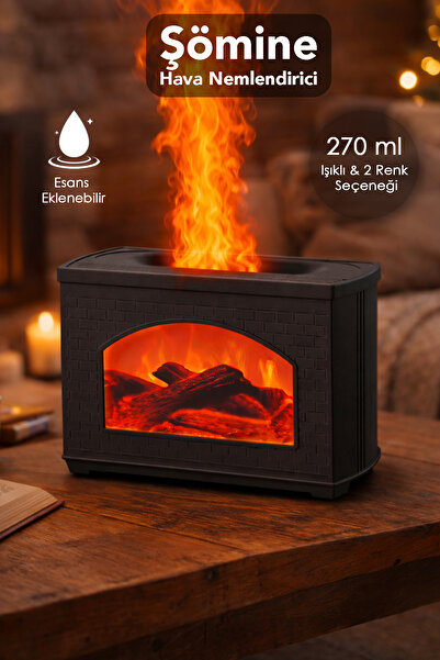 mimtec Şömine Hava Nemlendirici - 250 ml Kumandalı Işıklı Buhar Makinesi Aroma Difüzörü Aromaterapi