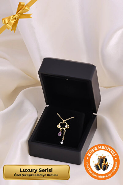 Lucente Jewellery Işıklı Hediye Kutulu Bulutlu 925 Ayar Gümüş Kaplama Sevgililer Günü Hediyesi Bulut Kadın Kolye