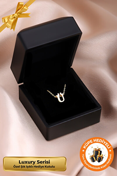 Lucente Jewellery Işıklı Hediye Kutulu Ü Harfi 925 Ayar Gümüş Kaplama Sevgili...