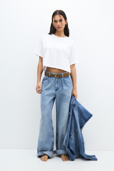 Pull & Bear Kısa kollu crop t-shirt