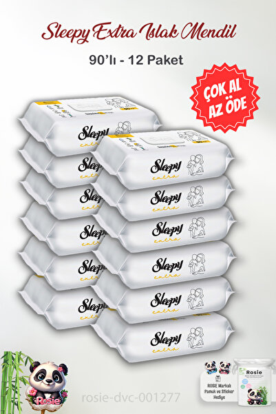 Sleepy 12 Paket Extra Islak Bebek Havlusu 90'lı ve Pamuk