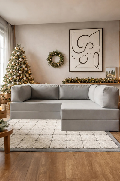 MODAMED Night Köşe Açılır Kanepe Yatak Olabilen Rahatlama , Köşe L Takımı, Üçlü Kanepe, Aktivite Koltuk Gri