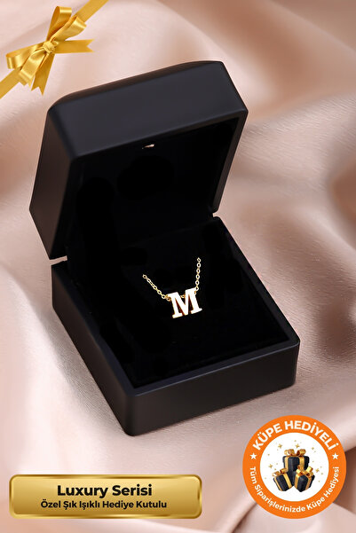 Lucente Jewellery Işıklı Hediye Kutulu M Harfi 925 Ayar Gümüş Kaplama Sevgili...