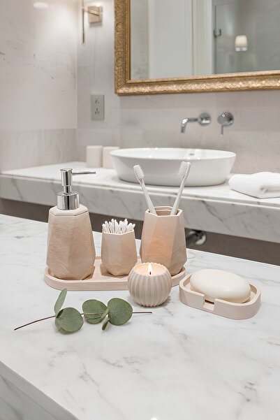 Elizovi Marble Textured 6 Piece Luxury Bathroom Set |   Soap Dish, Toothbrush...