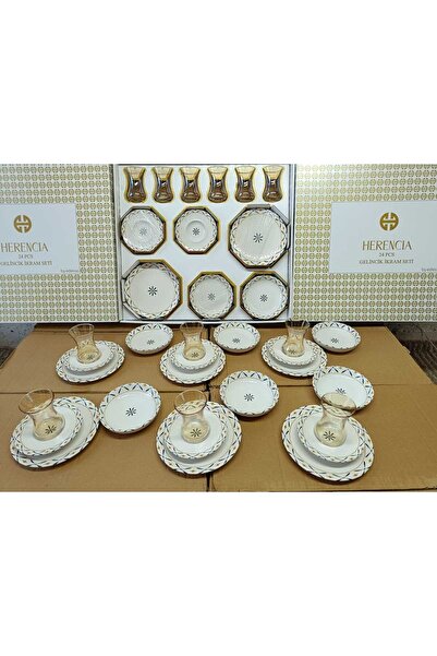 Paşabahçe Harencia 24 Parça 6 Kişilik Çay & Pasta Seti | Bardak, Tatlı Tabağı, Çerezlik, Çay Tabağı