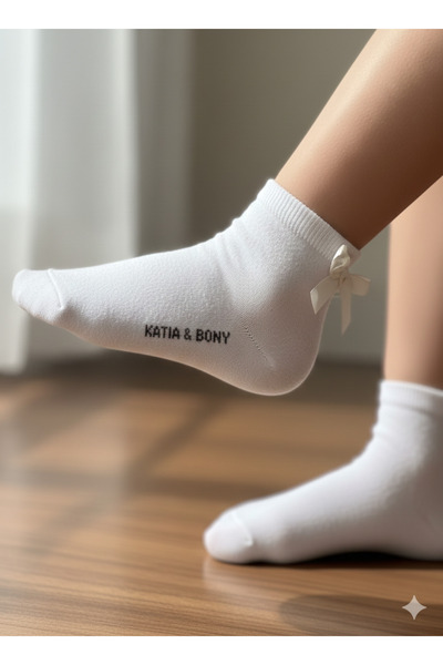 Katia&Bony Pack of 3 Soft Bamboo Girl's Step Socks White/White/White