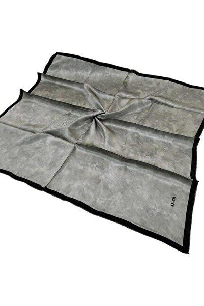 Aker İpek Eşarp - 7208701-375 Koyu Gri Siyah Sura