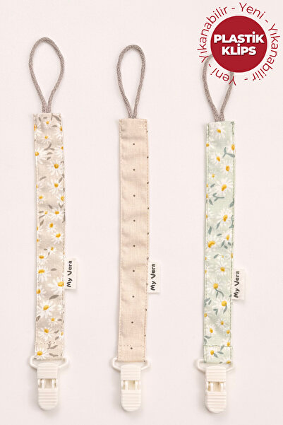 MyVera Papatyalar - Vizon Puantiye - Plastik Klipsli Emzik Askısı Seti - 3'lü...
