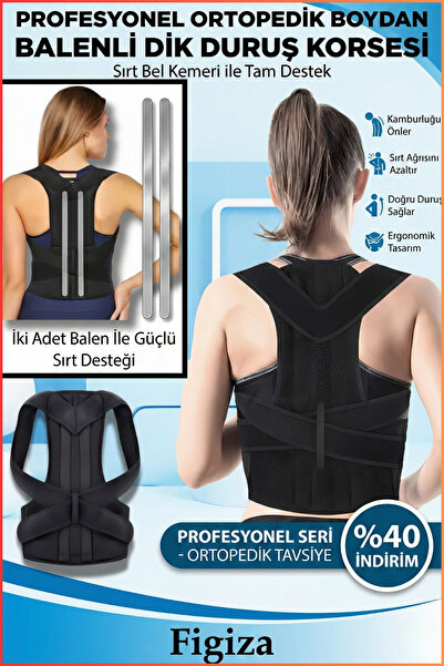 Ankaflex Profosyonel Ortopedik Boydan Balenli Sırt Bel Kemeri Balenli Dik Duruş Korsesi