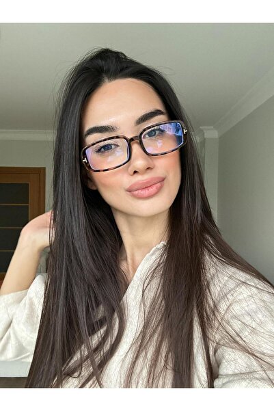 funeyes Centro Leopard Patterned Cornered Rectangular Unisex Blue Light Prote...