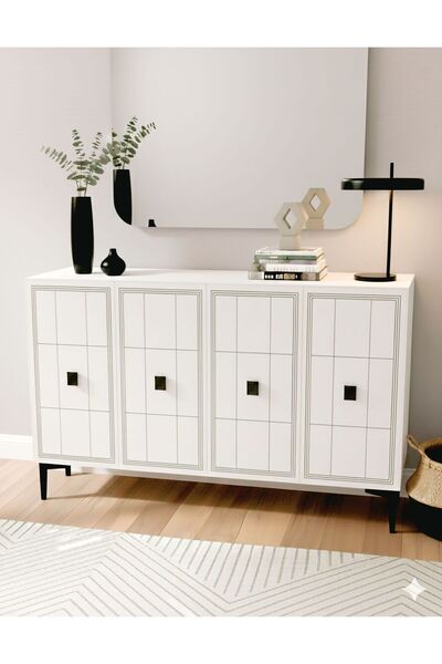 YUMEDİ DESİGN KA1202B - LEYLA KONSOL ,TV SEHPASI , ÇOK AMAÇLI DOLAP, KAHVE KÖŞESİ 120CM BEYAZ