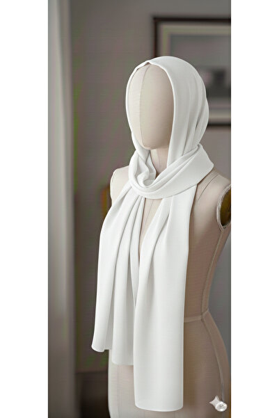 karanfil Tesettür Women's White Chiffon Shawl