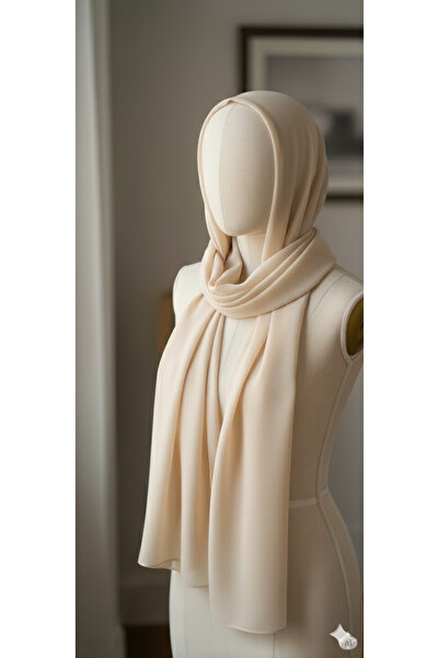 karanfil Tesettür Women's Ecru Chiffon Shawl